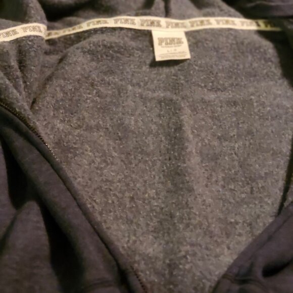 Victoria's Secret LOVE PINK Blue Large Zipper Hoodie Sweater Bundle of (2) w/ Gr - Picture 7 of 12